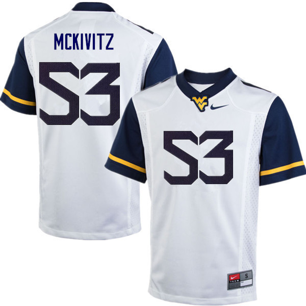 Men #53 Colten McKivitz West Virginia Mountaineers College Football Jerseys Sale-White - Click Image to Close